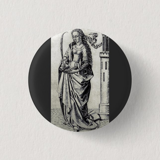 Saint Barbara and her tower Button (Front)