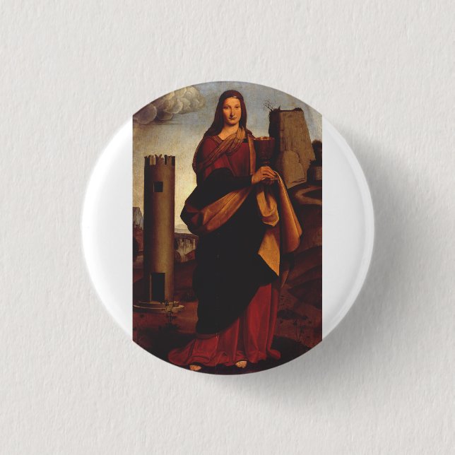 Saint Barbara by Giovanni Antonio Boltraffio Button (Front)