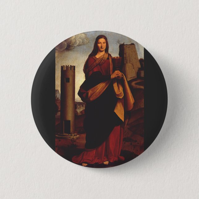 Saint Barbara by Giovanni Antonio Boltraffio Button (Front)