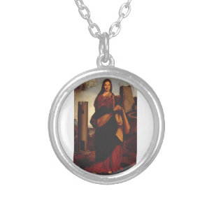 Saint Barbara by Giovanni Antonio Boltraffio Silver Plated Necklace
