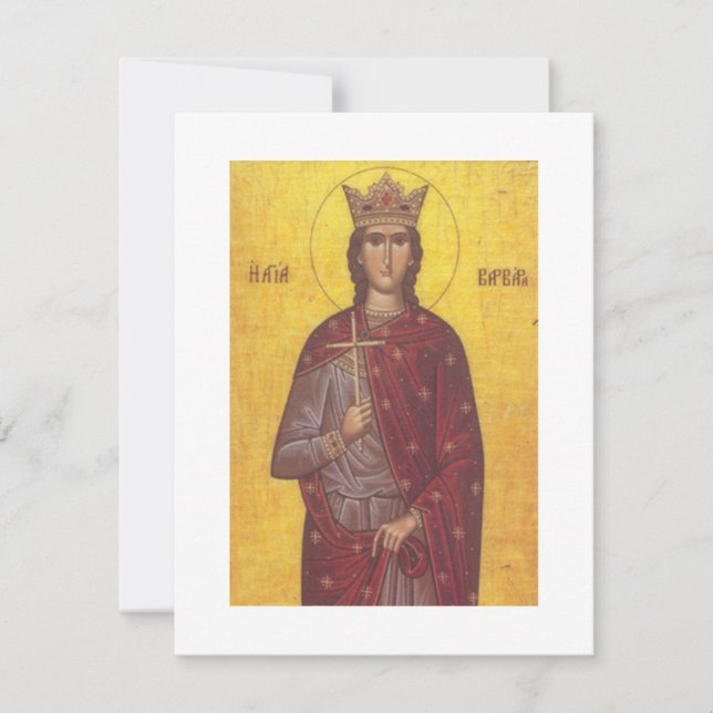 Saint Barbara Icon with prayer Note Card (Front)