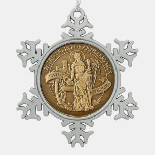 SAINT BARBARA SNOWFLAKE PEWTER CHRISTMAS ORNAMENT