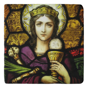 Saint Barbara Stained Glass Trivet-Marble Trivet
