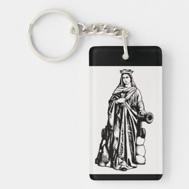 Saint Barbara with chalice and cannon Keychain (Front)