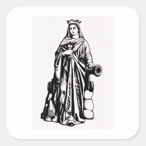 Saint Barbara with chalice and cannon Square Sticker