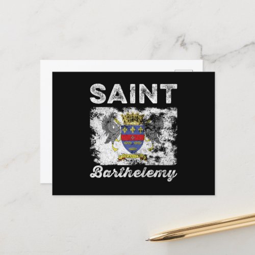 Saint Barthlemy Flag Distressed Postcard