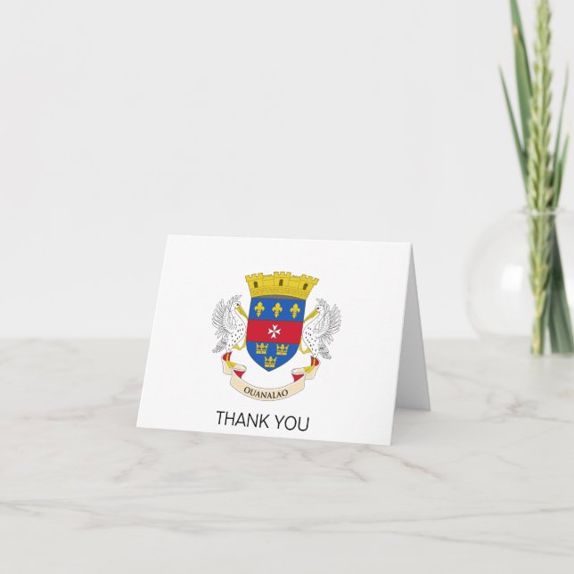 Saint Barthélemy Flag Letterpress Thank You Card (Front)