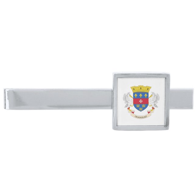Saint Barthélemy Flag Silver Finish Tie Bar (Front)
