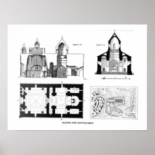 Saint Bartholomew Monastery floor and cross plan Poster