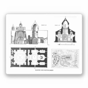 Saint Bartholomew Monastery floor and cross plan Sticker