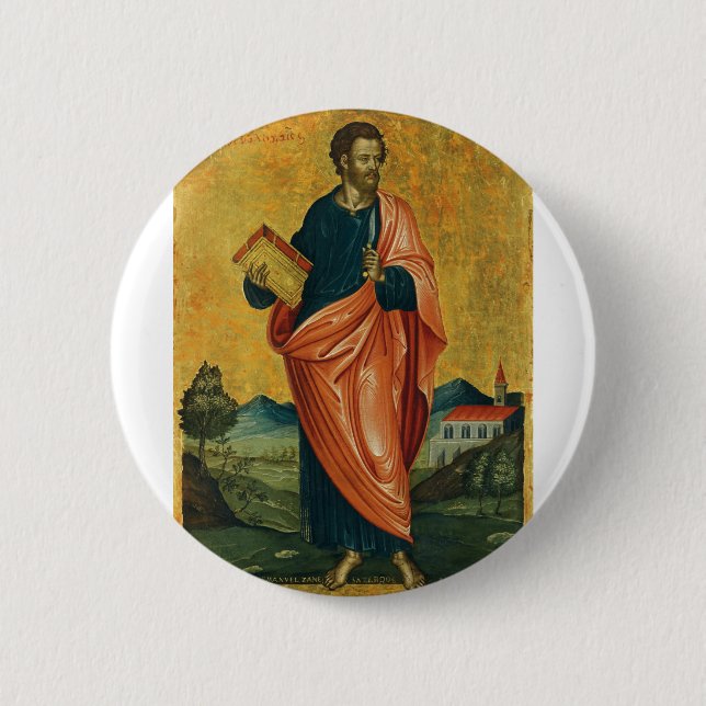 Saint Bartholomew the Apostle orthodox icon Button (Front)