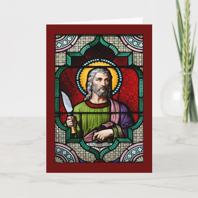 Saint Bartholomew (the Apostle) Stained Glass Art Card (Front)