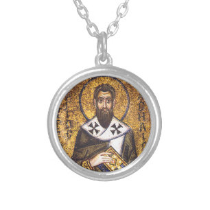 Saint Basil of Caesarea Silver Plated Necklace
