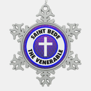 Saint Bede the Venerable Snowflake Pewter Christmas Ornament