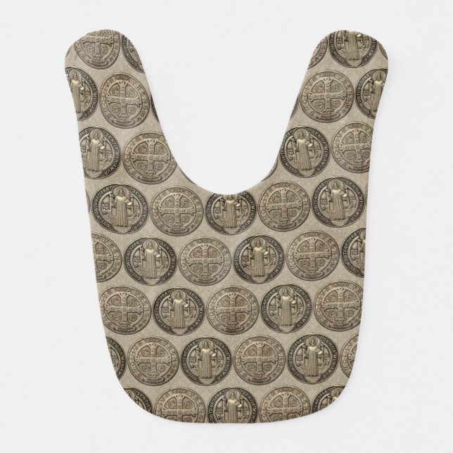 Saint Benedict Catholic Baby Bib (Front)