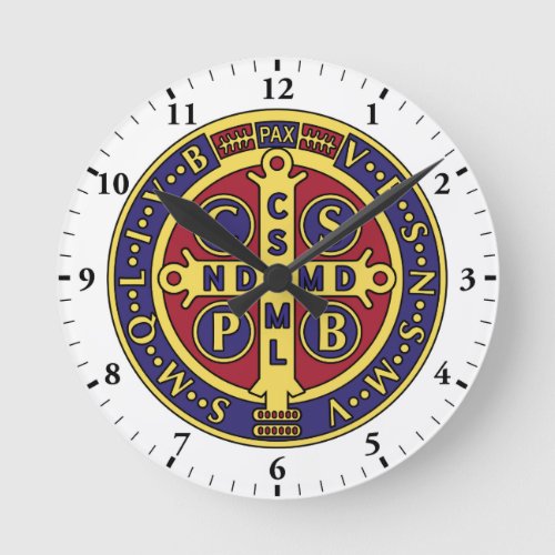 Saint Benedict Medal Cross Wall Clock