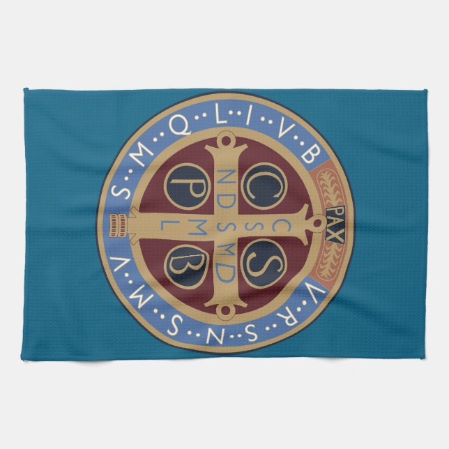 Saint Benedict Medal Kitchen Towel (Horizontal)