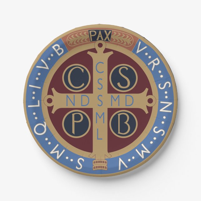 Saint Benedict Medal Paper Plates (Front)