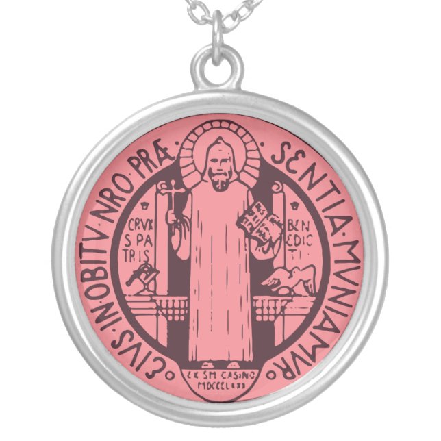Saint Benedict Medal Silver Plated Necklace (Front)