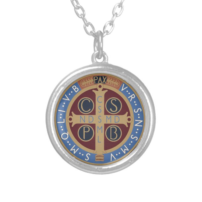 Saint Benedict Medal Silver Plated Necklace (Front)