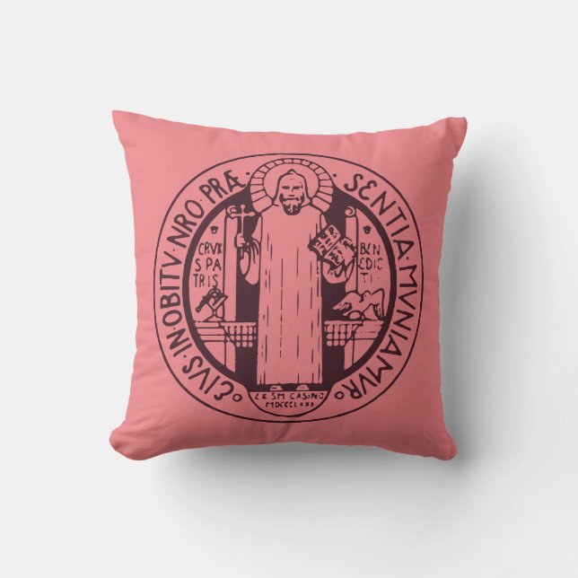 Saint Benedict Medal Throw Pillow (Front)