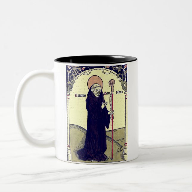 Saint  Benedict of Nursia Abbot of Monte Cassino Two-Tone Coffee Mug (Left)