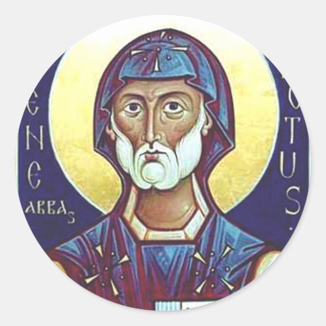Saint Benedict of Nursia Classic Round Sticker (Front)