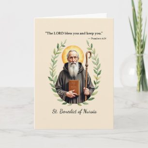 Saint Benedict of Nursia God's Peace and Blessings Card