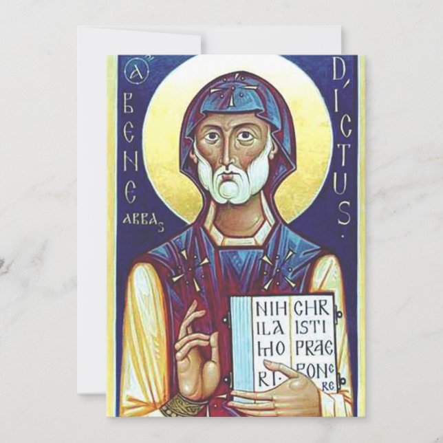 Saint Benedict of Nursia Holiday Card (Front)