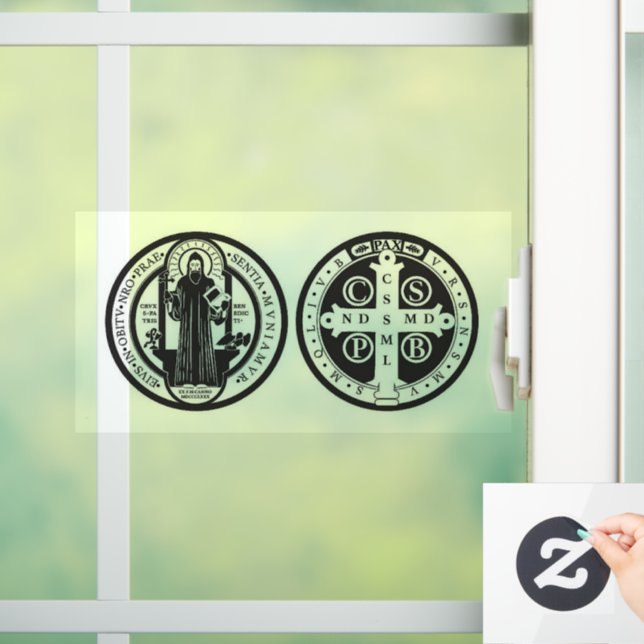 Saint Benedict of Nursia Medal - Catholic Window Cling (Home)