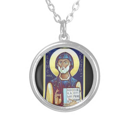 Saint Benedict of Nursia Silver Plated Necklace