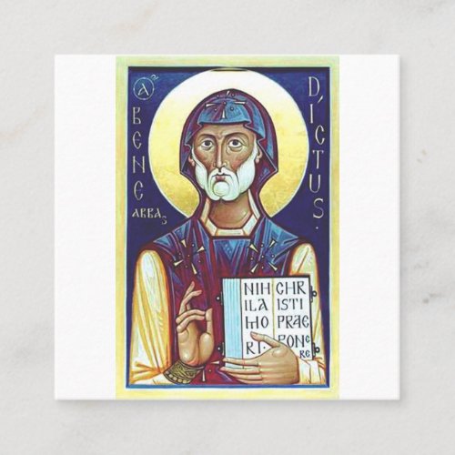 Saint Benedict of Nursia Square Business Card
