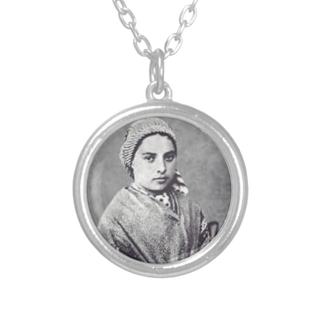 Saint Bernadette Soubirous Silver Plated Necklace (Front)