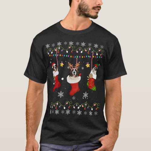 Saint Bernar In Socks Christmas Dog Lover Sweater 