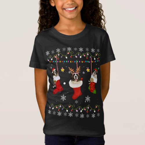 Saint Bernar In Socks Christmas Dog Lover Sweater 