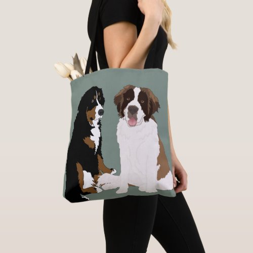 Saint Bernard and Bernese Mountain Dog  Tote Bag