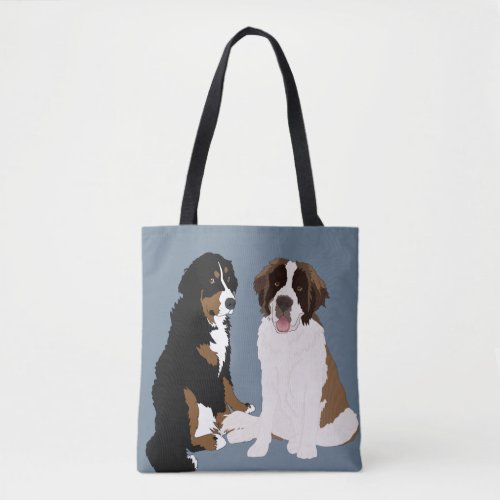 Saint Bernard and Bernese Mountain Dog Tote Bag