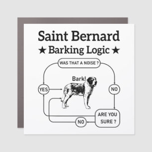 Saint Bernard Barking Logic Funny Dog Owner Cool Car Magnet