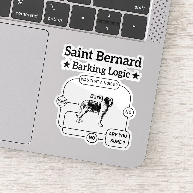Saint Bernard Barking Logic Funny Dog Owner Cool Sticker (Detail)