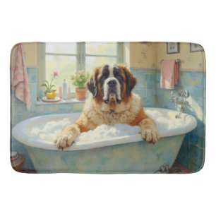 Saint Bernard Bath Time Cozy Bathroom Decor Mat