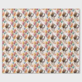 Saint Bernard Birthday Balloons Watercolor Wrapping Paper