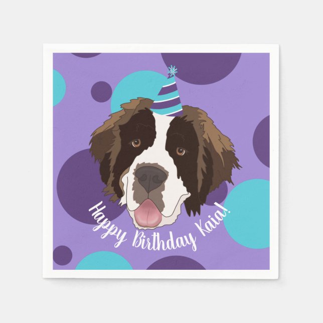 Saint Bernard Birthday Napkins (Front)