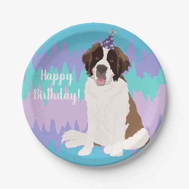 Saint Bernard Birthday Paper Plate (Front)