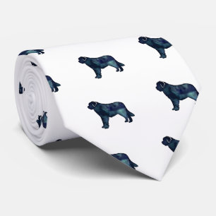 Saint Bernard Black Watercolor Silhouette Neck Tie