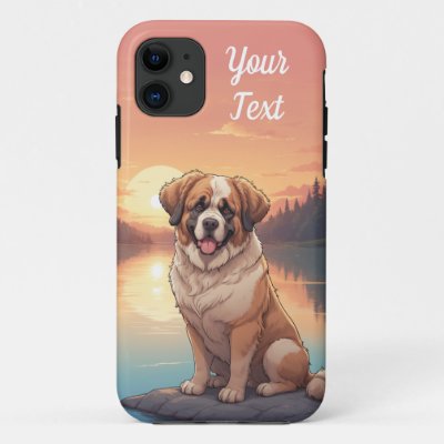 Saint Bernard by Lake iPhone 11 Case