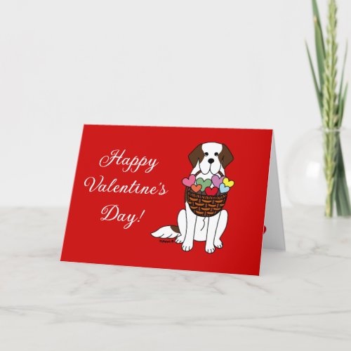 Saint Bernard Cartoon Valentines Day Holiday Card