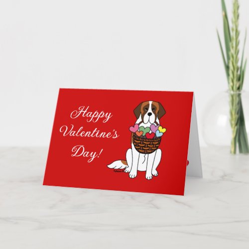 Saint Bernard Cartoon Valentines Day Holiday Card