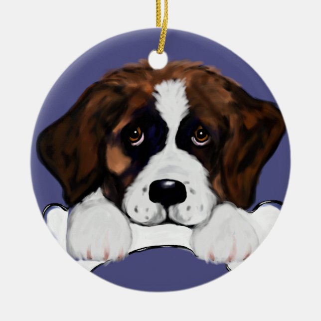 Saint Bernard Ceramic Ornament (Front)