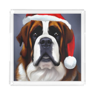 Saint Bernard Christmas Acrylic Tray