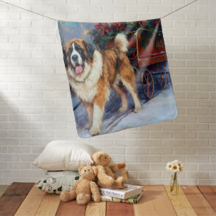 Saint Bernard Christmas Festive Season  Baby Blanket